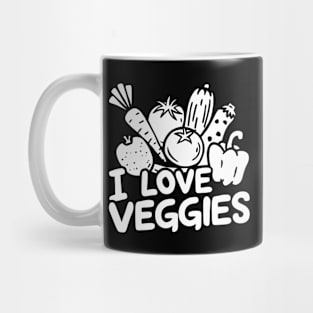 I love veggies, cartoonish vegetables illustration Mug